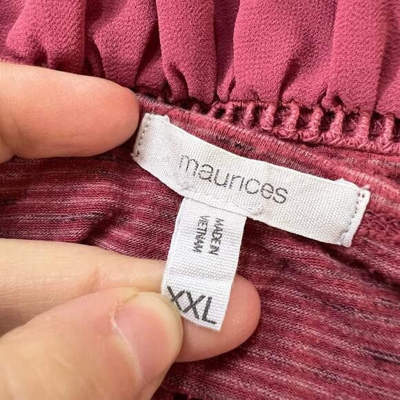 Maurices Womens Shirt Top Twist Hem Sheer Back Long Sleeve Pullover Red XXL - Picture 8 of 10